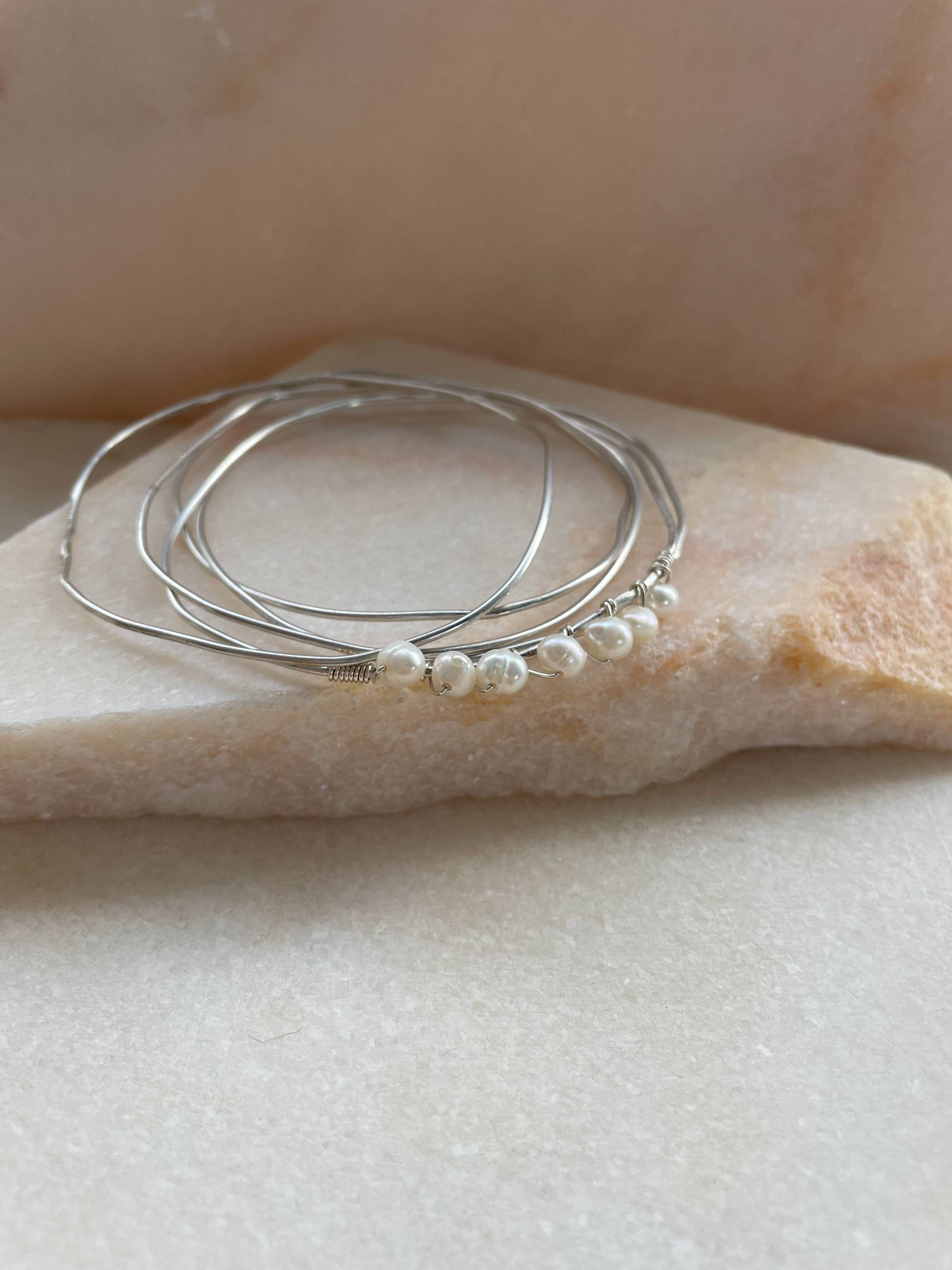 Jonc ultra fin argent & perles | MAISON LIAMA
