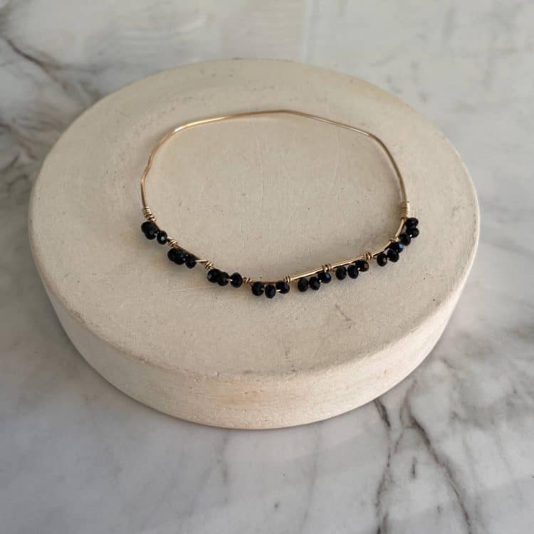 jonc ultra fin agate noir gold filled | MAISON LIAMA