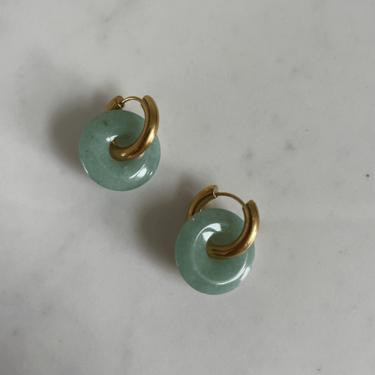 Mini créoles donuts aventurine | MAISON LIAMA