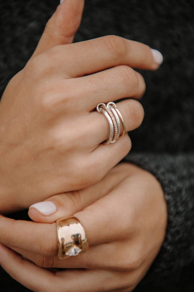 Bague 4 anneaux Anna en gold filled et argent 